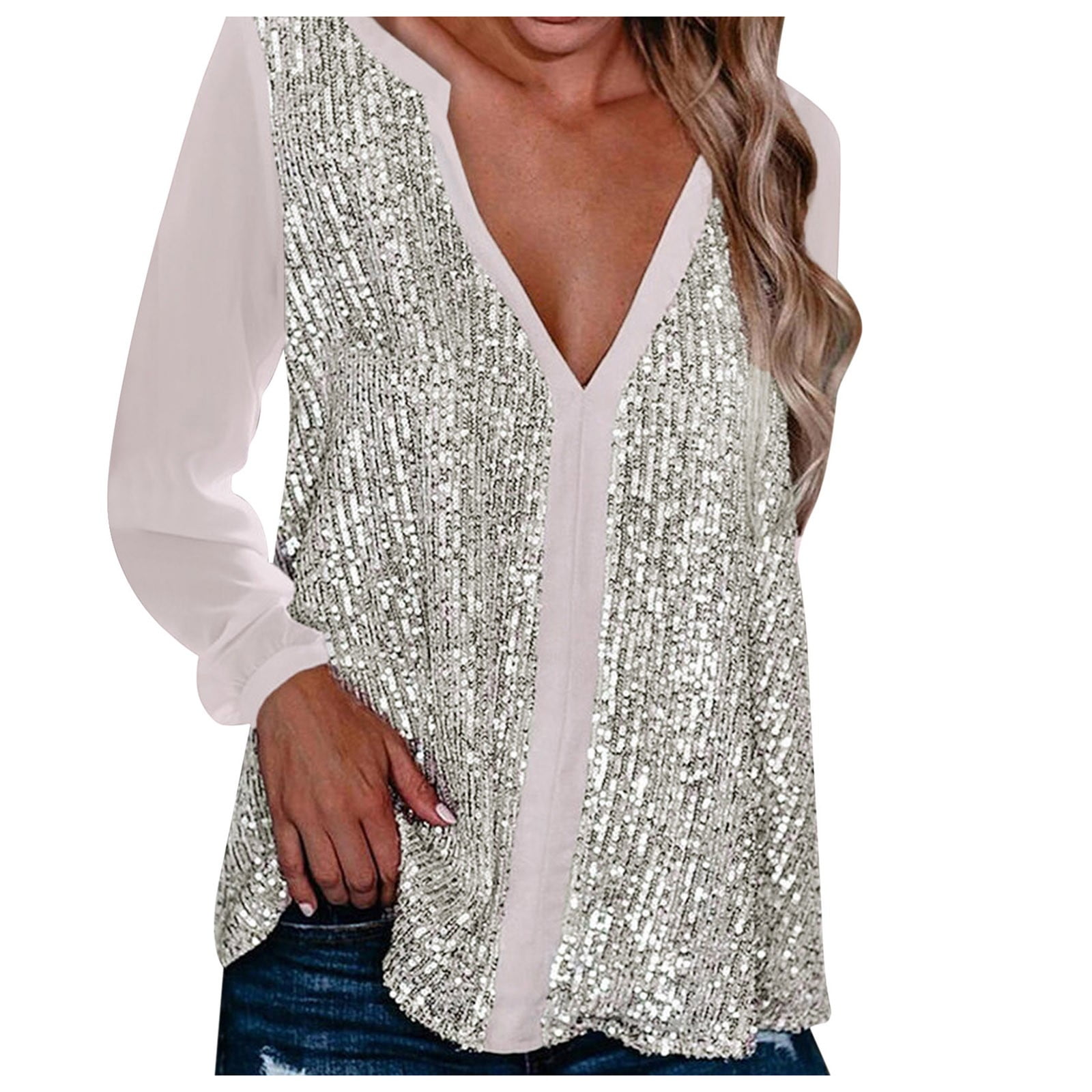 T Shirts for Women Collar Navel Fold Casual V Neck Blouse Long