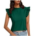 thumbnail image 1 of T Shirts for Women Crewneck Ruffle Tee with Short Sleeves Womens Summer Casual Tunic Tops, 1 of 7