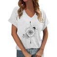 thumbnail image 1 of T Shirts for Women Graphic Print Short Sleeve Summer Tee V-Neck Fashion Casual Tops 2026, 1 of 4