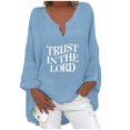 thumbnail image 1 of T Shirts for Women Ladies Summer Long Sleeve Fashion Print Breathable Long Tail Style V Neck T-Shirts Tops Tshirts for Women Sky Blue XXL, 1 of 5