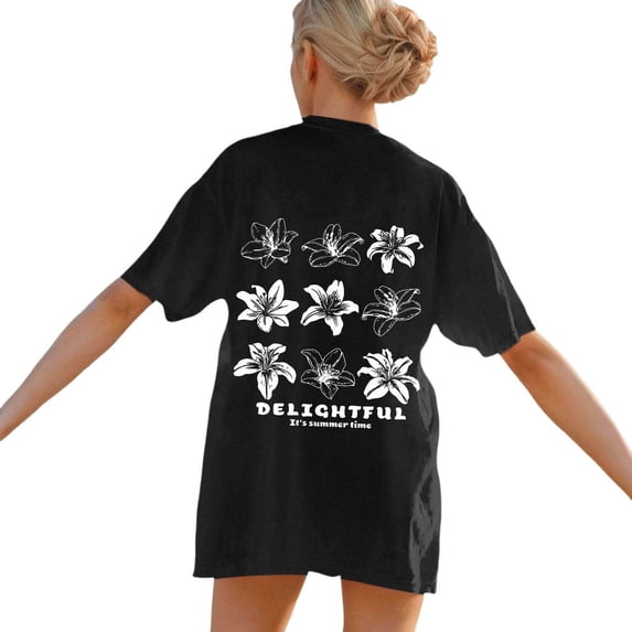 T Shirts for Women Personalised Custom Face Photos Text Plus Size Casual Crew Neck Overcut Shoulders Loose Hoodies Fashion Clothing Black M