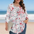 thumbnail image 1 of T Shirts for Women Plus Size 3/4 Sleeve Round Neck Gradient Plus Size Solid Color T-shirt Home Casual Top Pink XXL, 1 of 6