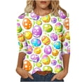 thumbnail image 1 of T Shirts for Women Plus Size 3/4 Sleeves Shirts Casual Print Blouse Round Neck Fashion Tops, 1 of 5