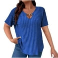 thumbnail image 1 of T Shirts for Women Plus Size Women's T Shirts Short Sleeve Color Block/Solid Tops Casual Summer Tees Shirts for Women Pack, 1 of 6