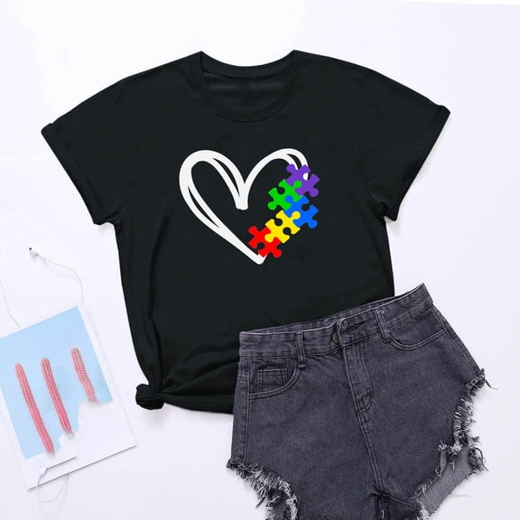 T Shirts for Women Print Round Neck Short Sleeve Summer Tops Fashion Womens T-Shirt Novelty Graphic Tops