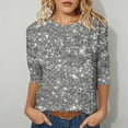 thumbnail image 1 of T Shirts for Women Sequin Clothes Silver Long Sleeve Sparkly Top Glittery Top Dressy Tops for Women Night Out Womens Party Tops, 1 of 4