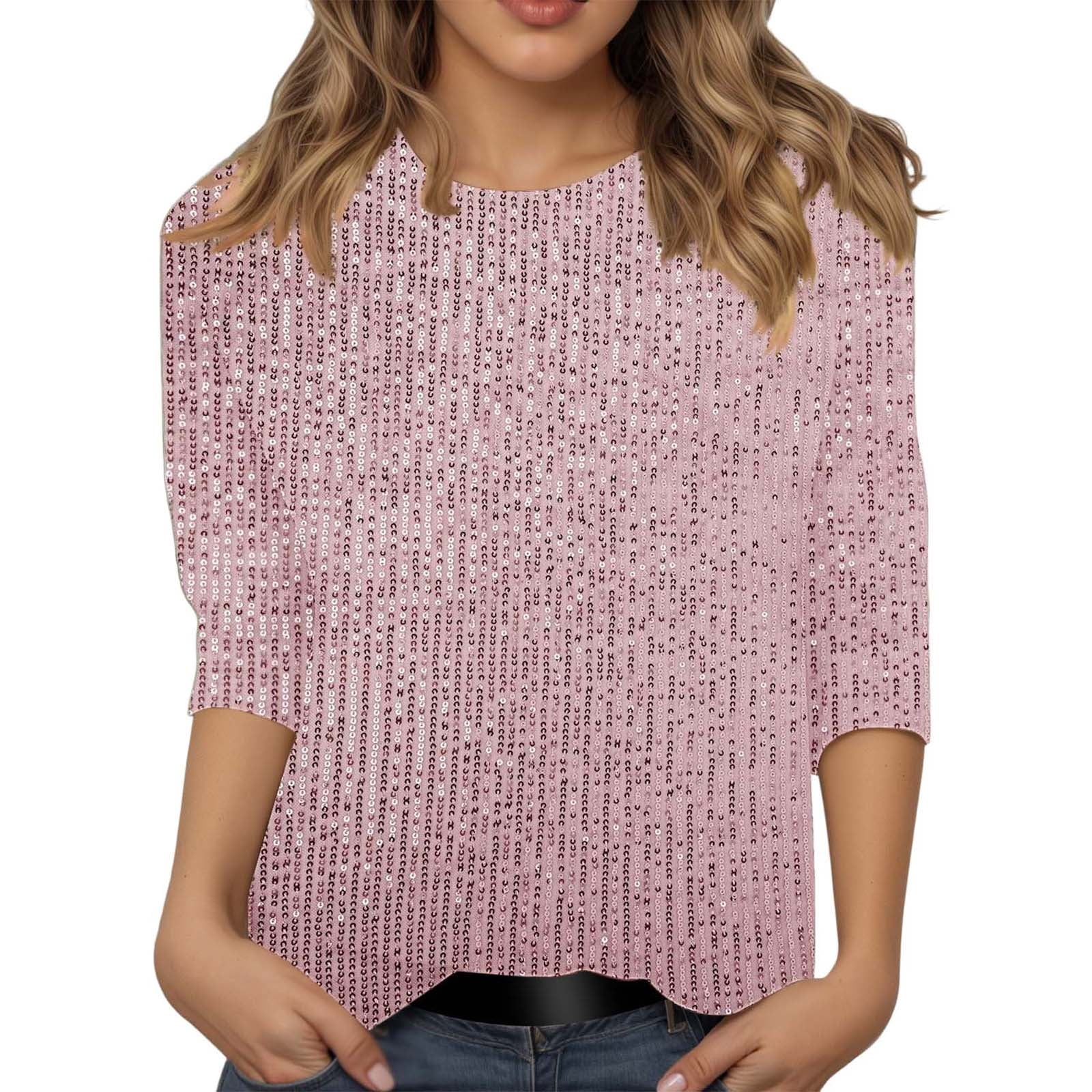 T Shirts for Women Sequin Top for Women Long Sleeve Red Sparkly Tops — free download