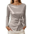 thumbnail image 1 of T Shirts for Women Sequins Tops for Women Silver Long Sleeve Sparkly Shirt Glittery Top Women'S Party Tops Holiday Shirts for Women, 1 of 5