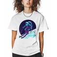 thumbnail image 1 of T Shirts for Women Short Sleeve Cotton Crewneck T-Shirt, Astronaut Skiing Sport Space Cartoon Tee Tops Casual Basic T-Shirts, XS-5XL White 3XL, 1 of 7