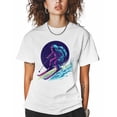 thumbnail image 1 of T Shirts for Women Short Sleeve Cotton Crewneck T-Shirt, Astronaut Skiing Sports Space Cartoon Tee Tops Casual Basic T-Shirts, XS-5XL White XS, 1 of 7