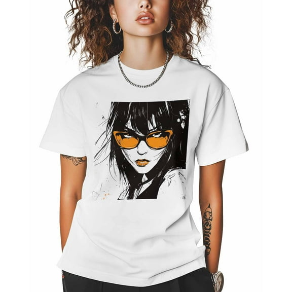 T Shirts for Women Short Sleeve Cotton Crewneck T-Shirt, Avatar Comic Woman Hand-painted Tee Tops Casual Basic T-Shirts, XS-5XL White S