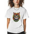 thumbnail image 1 of T Shirts for Women Short Sleeve Cotton Crewneck T-Shirt, Civet Cat Garland Embroidery Tee Tops Casual Basic T-Shirts, XS-5XL White L, 1 of 1