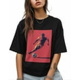thumbnail image 1 of T Shirts for Women Short Sleeve Cotton Crewneck T-Shirt, Football Athlete Competitive Sports Tee Tops Casual Basic T-Shirts, XS-5XL Black 5XL, 1 of 7
