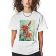 thumbnail image 1 of T Shirts for Women Short Sleeve Cotton Crewneck T-Shirt, Lily Flower Plant Tee Tops Casual Basic T-Shirts, XS-5XL White S, 1 of 7