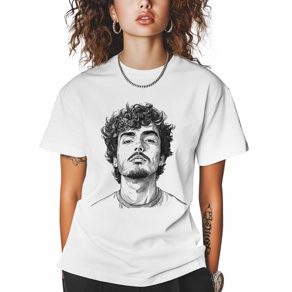 T Shirts for Women Short Sleeve Cotton Crewneck T-Shirt, Man Avatar Streetwear Line Art Tee Tops Casual Basic T-Shirts, XS-5XL White 4XL