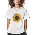 thumbnail image 1 of T Shirts for Women Short Sleeve Cotton Crewneck T-Shirt, Sunflower Embroidered Flower Plants Tee Tops Casual Basic T-Shirts, XS-5XL White M, 1 of 1