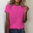 thumbnail image 1 of T-Shirts for Women Short Sleeve Crew Neck Lightweight Pink Spring Clothes Trendy Tops, 1 of 4