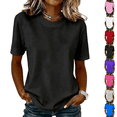 thumbnail image 1 of T Shirts for Women Short Sleeve Crewneck Cotton Tops Summer Casual Breathable Basic Tee Tshirt Black M, 1 of 6