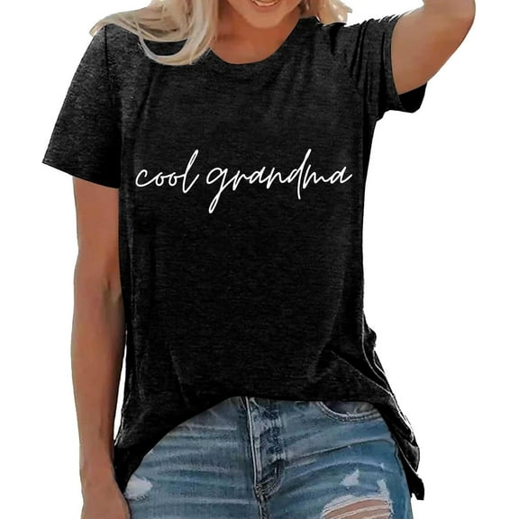 T Shirts for Women Short Sleeve Crewneck Letter Printed Shirt Tops Summer Casual Graphic Tees