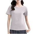 thumbnail image 1 of T Shirts for Women Short Sleeve Round Neck Shirts Solid Color Basic Tees Workout Running Gym T Shirts Loose Activewear Summer Clearance, 1 of 4