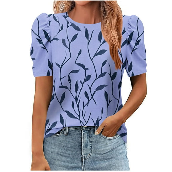 T-Shirts for Women Short Sleeve Tops Crew Neck Casual Summer Tees Shirt Floral Print Tunic Top Loose Blouses Summer T-Shirt Pullover Top