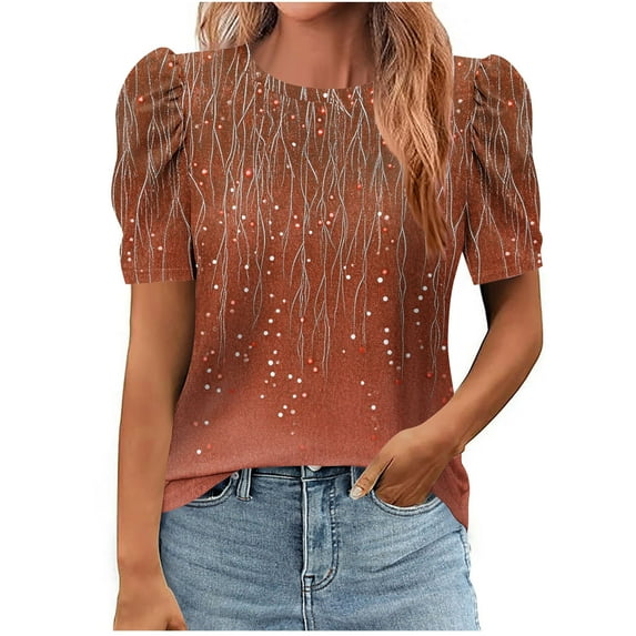 T-Shirts for Women Short Sleeve Tops Crew Neck Casual Summer Tees Shirt Floral Print Tunic Top Loose Blouses Summer T-Shirt Pullover Top