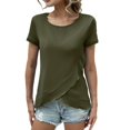 thumbnail image 1 of T Shirts for Women Slim Fit Peplum Short Sleeved Top Blouse T-Shirt Tops Army Green 2XL, 1 of 5