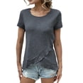thumbnail image 1 of T Shirts for Women Slim Fit Peplum Short Sleeved Top Blouse T-Shirt Tops Dark Gray M, 1 of 4