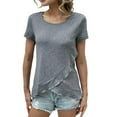 thumbnail image 1 of T Shirts for Women Slim Fit Peplum Short Sleeved Top Blouse T-Shirt Tops Grey XL, 1 of 5