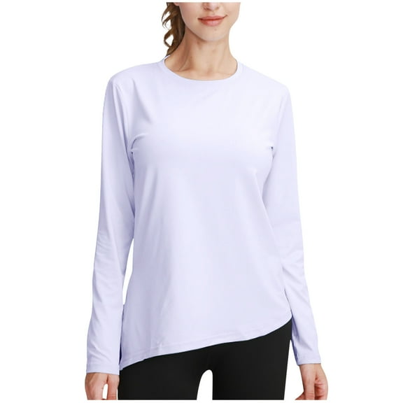 T-Shirts for Women Sprots Yoga Quick Dry Solid Color Crewneck Long Sleeve Loose T-Shirts