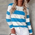 thumbnail image 1 of T Shirts for Women Striped Print Long Sleeve Crew Neck T Shirt Womens Tees Light Blue S, 1 of 5