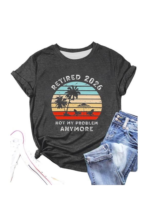 T Shirts for Women Stylish Print Crew Neck Short Sleeve Casual Daily Lightweight Topsfor Anytime Wear Womens Tees Dark Gray XXXL