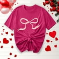 thumbnail image 1 of T-Shirts for Women Summer Casual Fashion Shirts New Bow Ribbon Print Round Neck Short Sleeve Blouses Top, 1 of 4