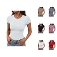 thumbnail image 1 of T Shirts for Women Summer Casual Short Sleeve Crewneck Slim Fit Plain Basic Tshirts Womens Undershirts, 1 of 5