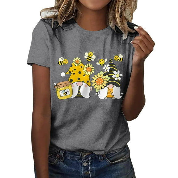 T Shirts for Women Summer Classic Cotton Short Sleeve Crewneck Printed Festival Casual T-Shirt Tops