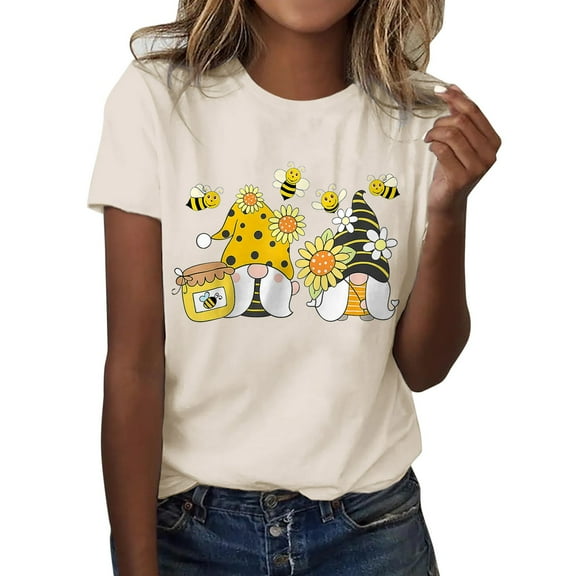 T Shirts for Women Summer Classic Cotton Short Sleeve Crewneck Printed Festival Casual T-Shirt Tops