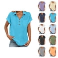 thumbnail image 1 of T Shirts for Women Summer Lightweight Short Sleeve V Neck Collared Tshirts Dressy Casual Office Work Shirt, 1 of 9