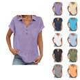 thumbnail image 1 of T Shirts for Women Summer Lightweight Short Sleeve V Neck Collared Tshirts Dressy Casual Office Work Shirt, 1 of 8