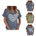 thumbnail image 1 of T Shirts for Women Summer Short Sleeve V Neck Casual Wildflower Graphic Tee Shirt Boho Tops, 1 of 5