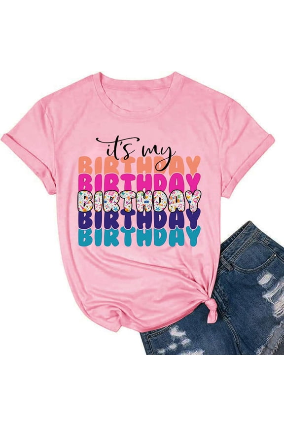 T-Shirts for Women Summer T Graphic Clothes Short Sleeve Basic Slim Undershirts Pink L