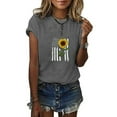 thumbnail image 1 of T-Shirts for Women Trendy,American Flag Sunflower T Shirts for Women 4th of July Independence Day Shirt Cute Print Short Sleeve Tee Top Blouse, 1 of 4