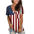 thumbnail image 1 of Womens Tops Dressy Casual,Womens July 4th American Flag Shirt V-Neck Summer Tops T Shirt Short Sleeve Casual Loose Fit Tunic Blouse, 1 of 6