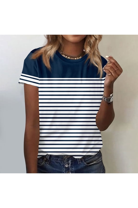 T Shirts for Women, Womens Short Sleeve Tops Dressy Summer O Neck Casual Trendy Blouses Tunic Tops
