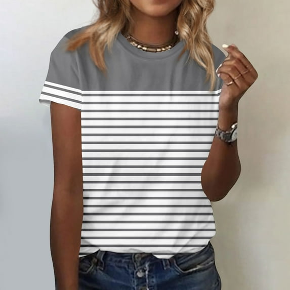 T Shirts for Women, Womens Short Sleeve Tops Dressy Summer O Neck Casual Trendy Blouses Tunic Tops