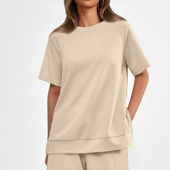 T Shirts for Women Workout Round Neck T Shirts Short Sleeve Spring Tee Summer Fashion Loose Clothes 2025 Tops