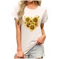 thumbnail image 1 of T Shirts for Women on Sale Womens Oversized Tshirt Floral Print Graphic Tees Casual Crew Neck Summer Short Sleeve Loose Blouses Tops New H-Beige XL, 1 of 6