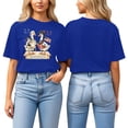 thumbnail image 1 of T Shirts for Womens Short Sleeve Crewneck Tops Cartoon Print Casual Summer Fun Daily Tees Blue M, 1 of 6