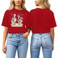 thumbnail image 1 of T Shirts for Womens Short Sleeve Crewneck Tops Cartoon Print Casual Summer Fun Daily Tees Red XL, 1 of 6