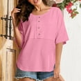thumbnail image 1 of T Shirts for Womens-Summer Crew Neck Tops Ladies Short Sleeve Loose Tee Pink S, 1 of 7