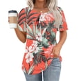 thumbnail image 1 of T-Shirts for Womens Summer New Fashion Floral Prints Top Loose Round Neck Chest Pleated Shirts Womens Casual Short Sleeve Blouses Pullover Tops, 1 of 6